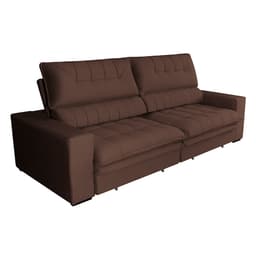 Sofá 4 Lugares Retrátil e Reclinável Mustang Veludo Café 250 cm