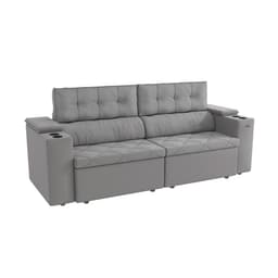 Sofá 4 Lugares Retrátil e Reclinável Otto com Porta-Copos Bouclé Titanio