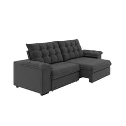 Sofá 4 Lugares Retrátil e Reclinável Palermo Veludo Cinza 250 cm