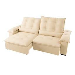 Sofá 4 Lugares Retrátil e Reclinável Porto Belo Linho Bege 270 cm