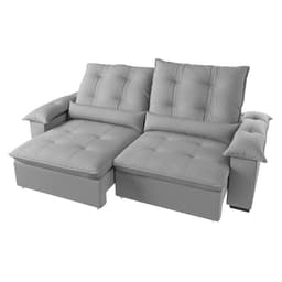 Sofá 4 Lugares Retrátil e Reclinável Porto Belo Linho Grafite 270 cm