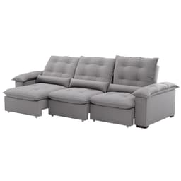 Sofá 4 Lugares Retrátil e Reclinável Porto Belo Linho Grafite 290 cm