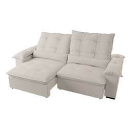 Sofá 4 Lugares Retrátil e Reclinável Porto Belo Linho Natural 270 cm