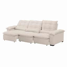 Sofá 4 Lugares Retrátil e Reclinável Porto Belo Linho Natural 290 cm