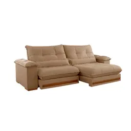 Sofá 4 Lugares Retrátil e Reclinável Qatar Linho Bege 280 cm