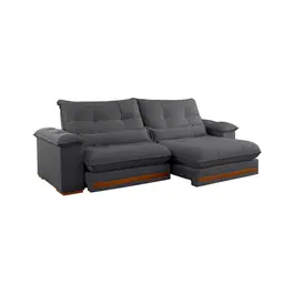 Sofá 4 Lugares Retrátil e Reclinável Qatar Veludo Cinza 280 cm