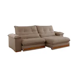 Sofá 4 Lugares Retrátil e Reclinável Qatar Veludo Marrom 280 cm