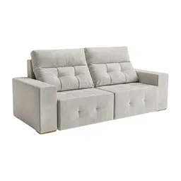 Sofá 4 Lugares Retrátil e Reclinável Roma Veludo Prata 250 cm