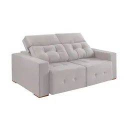 Sofá 4 Lugares Retrátil e Reclinável Roma Veludo Prata 250 cm