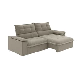 Sofá 4 Lugares Retrátil e Reclinável Venetto Veludo Slim Castor 250 cm