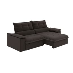 Sofá 4 Lugares Retrátil e Reclinável Venetto Veludo Slim Marrom 250 cm
