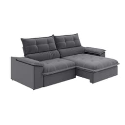 Sofá 4 Lugares Retrátil e Reclinável Venetto Veludo Slim Titânio 250 cm