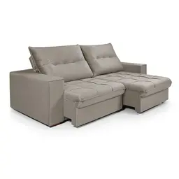 Sofá 4 lugares Retrátil e Reclinavél Cancun Veludo Capuccino 250 cm