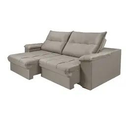 Sofá 4 lugares Retrátil e Reclinavél Dalas Veludo Capuccino 250 cm