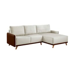 Sofá 5 Lugares Geribá com Chaise Direito Linho Bege e Marrom