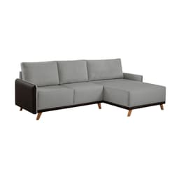 Sofá 5 Lugares Geribá com Chaise Direito Linho Cinza e Preto