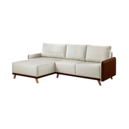 Sofá 5 Lugares Geribá com Chaise Esquerdo Linho Bege e Marrom