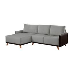Sofá 5 Lugares Geribá com Chaise Esquerdo Linho Cinza e Preto