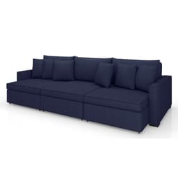 Sofá 5 Lugares Retrátil e Reclinável Rivera Linho Bouclé Azul 295 cm