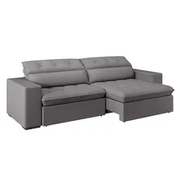Sofá 5 Lugares Retrátil e Reclinável com USB Jazz Molas Suede Chumbo 290 cm