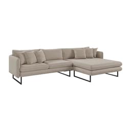 Sofá 5 Lugares Ricco com Chaise Direita Linho Cinza