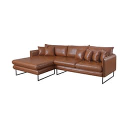 Sofá 5 Lugares Ricco com Chaise Esquerda Revestimento Sintético Caramelo