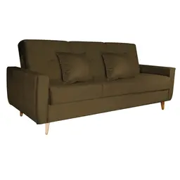 Sofá-Cama 3 Lugares com Baú Pamela Veludo Marrom