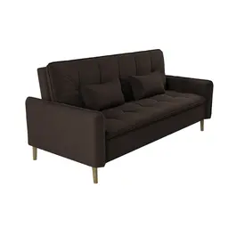 Sofá-Cama Casal 3 Lugares Donna Veludo Marrom