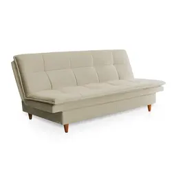 Sofá-Cama Casal 3 Lugares Mirage Veludo Bege
