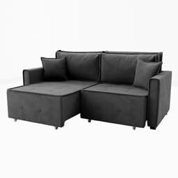 Sofá-Cama Casal 3 Lugares Onix Veludo Grafite 220 cm