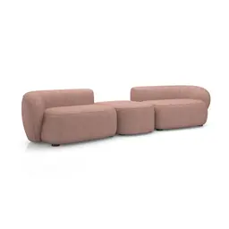 Sofá Modular 3 Lugares com Puff Estocolmo Aston WR Blush Salmão 212 cm