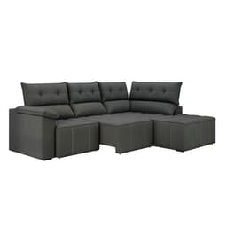 Sofá de Canto 3 Lugares Santorini Veludo Cinza 230 cm