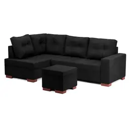 Sofá de Canto 6 Lugares Gávea Suede Preto
