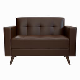 Sofá para Escritório e Recepção 2 Lugares Vitrola Revestimento Sintético Café