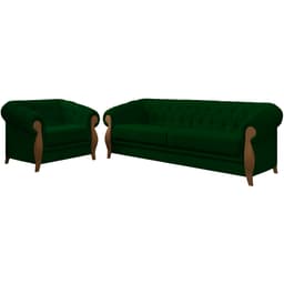 Kit Sofa 244 cm E Poltrona Decorativa Murano Veludo SL 947 Moll