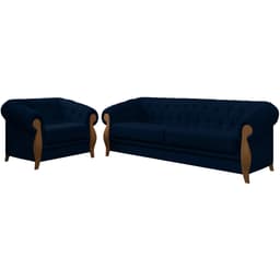Kit Sofa 244 cm E Poltrona Decorativa Murano Veludo SL 948 Moll