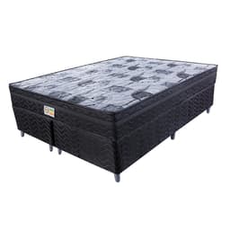 Cama Box Queen Imperial com Colchão Mola Verticoil (158x198) Preta e Cinza