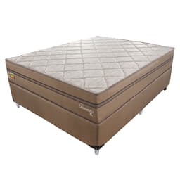 Cama Box com Colchão Casal Toronto Mola Ensacada (70x138x188) Dourado e Bege