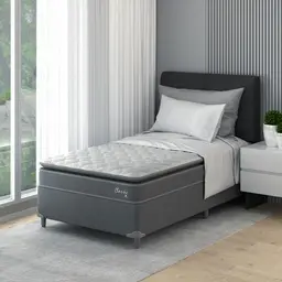 Cama Box com Colchão Solteiro Classic com Espuma D40 (62x108x198) Cinza