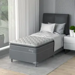 Cama Box com Colchão Solteiro Classic com Espuma D40 (62x88x188) Cinza