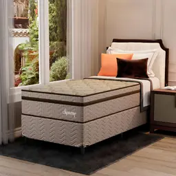 Cama Box com Colchão Solteiro Supreme Mola Ensacada (72x108x198) Dourado