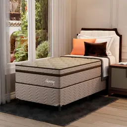 Cama Box com Colchão Solteiro Supreme Mola Ensacada (72x88x188) Dourado