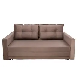 Sofá-Cama Casal 3 Lugares Trancoso Suede Liso Tabaco