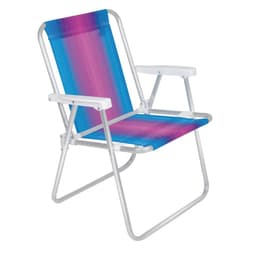Cadeira de Praia Alta Alumínio - Mor Azul e Rosa