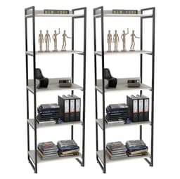 Kit 2 Estantes Livreiro Multiuso Prisma Estilo Industrial 60cm 5 Prateleiras C08 Snow - Mpozenato