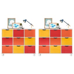 Kit 2 Nichos Organizadores 9 Gavetas com Rodízios Toys Q01 Branco/Colorido - Mpozenato