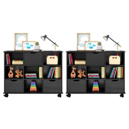 Kit 2 Nichos Organizadores com Rodízios Toys Q01 3 Gavetas Preto - Mpozenato