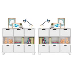 Kit 2 Nichos Organizadores com Rodízios Toys Q01 6 Gavetas Branco - Mpozenato