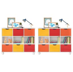 Kit 2 Nichos Organizadores com Rodízios Toys Q01 6 Gavetas Branco/Colorido - Mpozenato