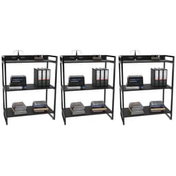 Kit 3 Estantes Livreiro Multiuso Prisma Estilo Industrial 80cm 3 Prateleiras C08 Preto Onix - Mpozenato